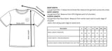 Measurement guide for a t-shirt with labeled parts and dimensions.