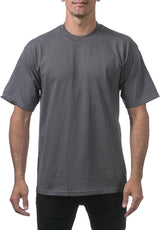 PRO CLUB HEAVYWEIGHT COTTON SHORT SLEEVE CREW NECK T-SHIRT - GRAPHITE FRONT SIDE