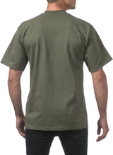 PRO CLUB HEAVYWEIGHT COTTON SHORT SLEEVE CREW NECK T-SHIRT - OLIVE GREEN BACK SIDE