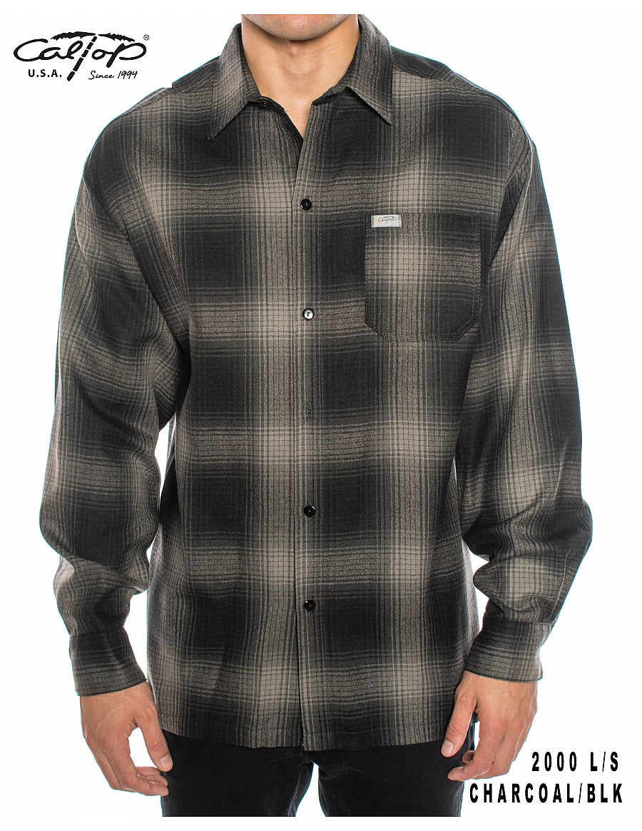 CalTop Long Sleeve Flannel - Charcoal/Black – Frank Collection