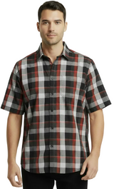 YAGO Men's Relaxed Fit Checkered Short Sleeve Woven Work Shirt