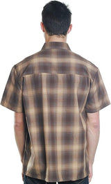Yago Men's Relaxed Fit Checkered Short Sleeve Woven Work Shirt