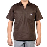 BEN DAVIS S/S 1/2 ZIP SOLID BROWN