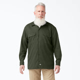 DICKIES WORK SHIRT LONG SLEEVE - OLIVE GREEN FRONT ONE