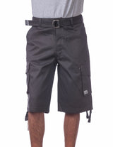 Pro Club Men's Cotton Twill Cargo Shorts with Belt