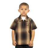FB COUNTY KID’S SHORT SLEEVE CHECKER ZIP SHIRT BLACK