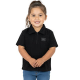 FB COUNTY KID’S SHORT SLEEVE CHECKER ZIP SHIRT BLACK