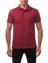 Pro Club Pique Polo Cotton Short Sleeve Shirt - Burgundy