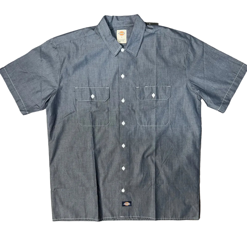 Dickies Men's Relaxed Fit Short Sleeve Chambray Work Shirt – Frank