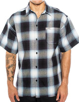 CALTOP SHORT SLEEVE FLANNEL - NAVY / SKY BLUE