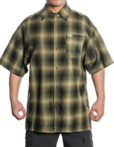 CALTOP SHORT SLEEVE FLANNEL - OLIVE / BLACK