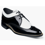 DAYTON WINGTIP OXFORD MEN'S DRESS SHOE - BLACK/WHITE