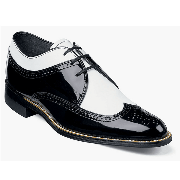 DAYTON WINGTIP OXFORD MEN'S DRESS SHOE - BLACK/WHITE