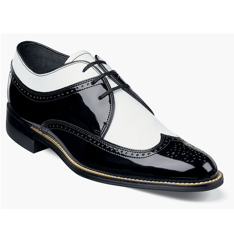 DAYTON WINGTIP OXFORD MEN'S DRESS SHOE - BLACK/WHITE