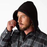 DICKIES WATER REPELLENT FLANNEL HOODED SHIRT JACKET - CHARCOAL
