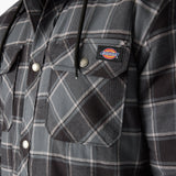 DICKIES WATER REPELLENT FLANNEL HOODED SHIRT JACKET - CHARCOAL