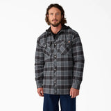 DICKIES WATER REPELLENT FLANNEL HOODED SHIRT JACKET - CHARCOAL