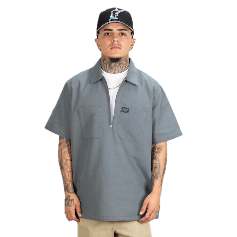 FB COUNTY Short Sleeve Zip Shirt - GREY – Frank Collection