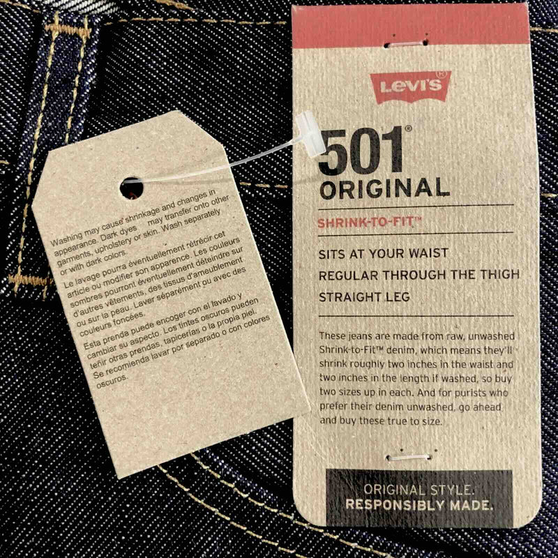 LEVI'S ORIGINAL MEN'S 501 SHRINK TO FIT JEANS - BLACK TAGS