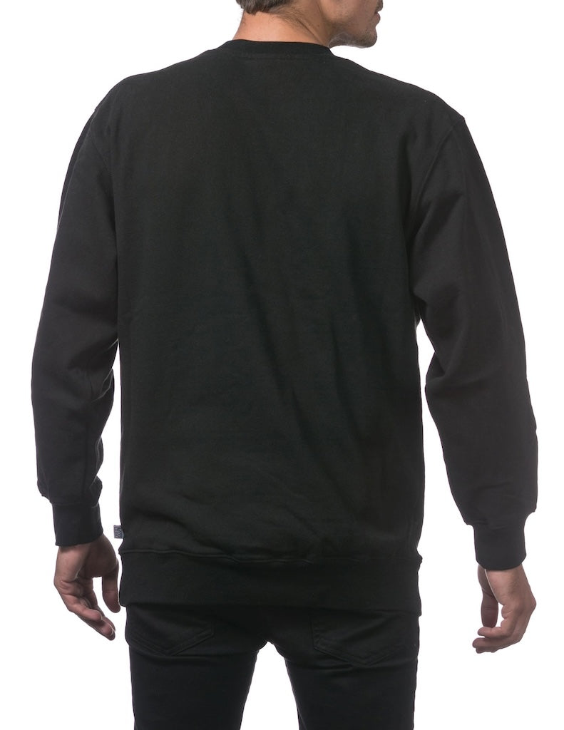 PRO CLUB HEAVYWEIGHT 13oz CREW NECK FLEECE PULLOVER SWEATSHIRT - BLACK BACK