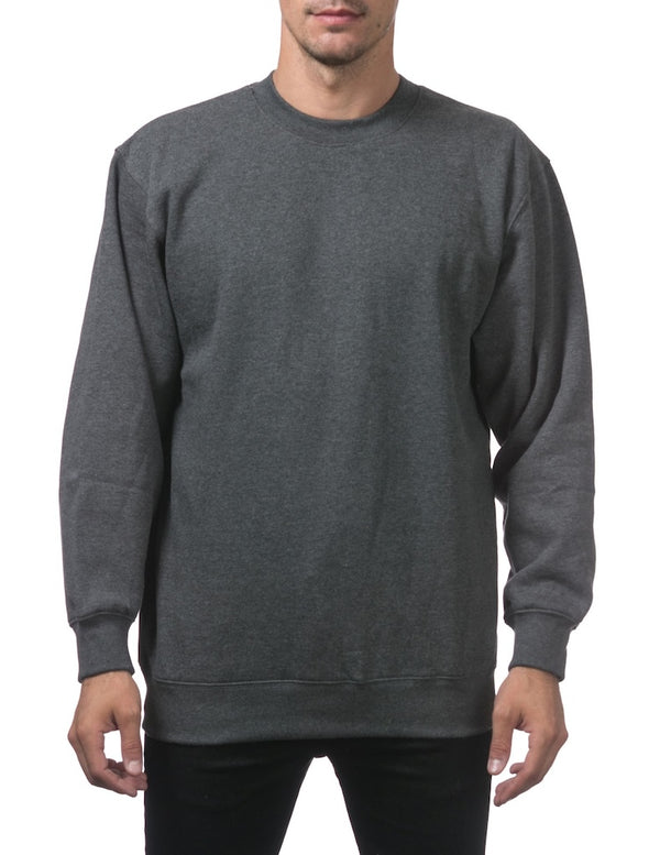 PRO CLUB HEAVYWEIGHT 13oz CREW NECK FLEECE PULLOVER SWEATSHIRT - CHARCOAL FRONT