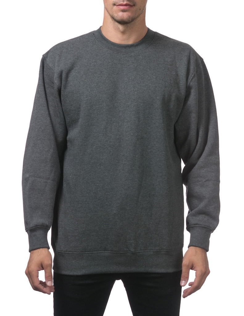 PRO CLUB HEAVYWEIGHT 13oz CREW NECK FLEECE PULLOVER SWEATSHIRT - CHARCOAL FRONT