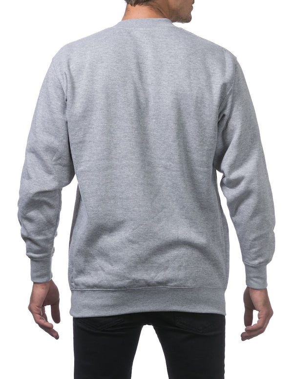 PRO CLUB HEAVYWEIGHT 13oz CREW NECK FLEECE PULLOVER SWEATSHIRT - HEATHER GREY BACK