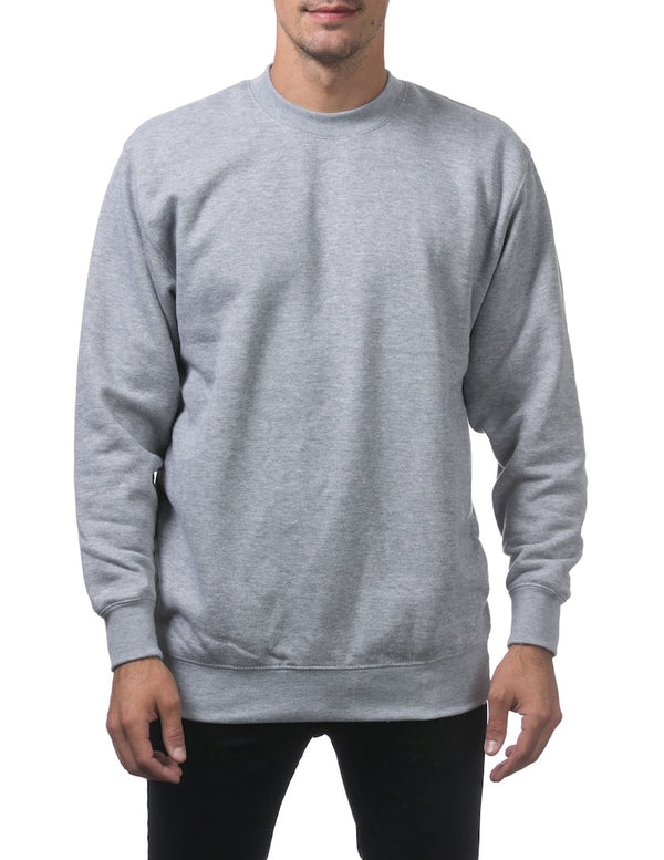 PRO CLUB HEAVYWEIGHT 13oz CREW NECK FLEECE PULLOVER SWEATSHIRT - HEATHER GREY FRONT