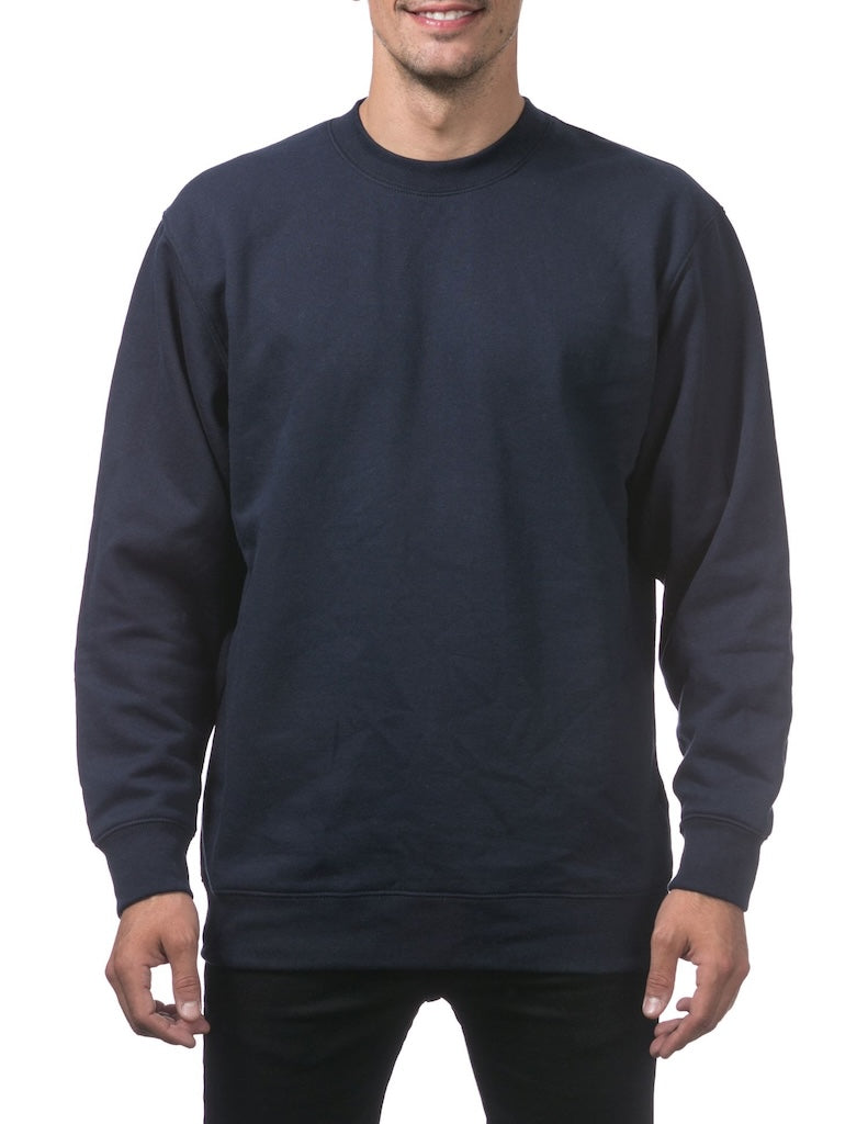 PRO CLUB HEAVYWEIGHT 13oz CREW NECK FLEECE PULLOVER SWEATSHIRT - NAVY FRONT