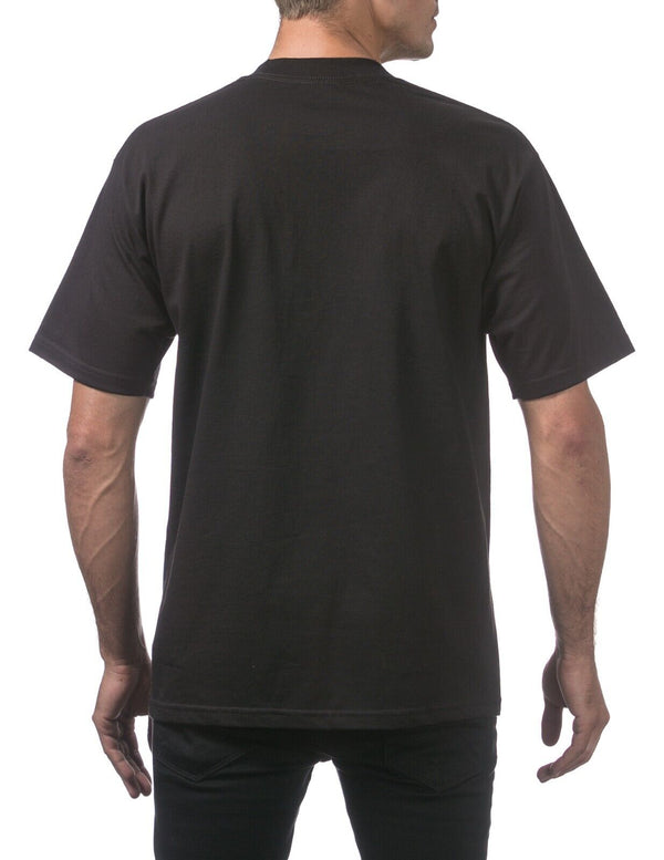 PRO CLUB HEAVYWEIGHT COTTON SHORT SLEEVE CREW NECK T-SHIRT - BLACK BACK SIDE