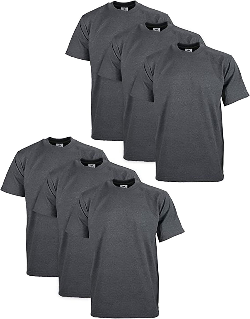 PRO CLUB HEAVYWEIGHT COTTON SHORT SLEEVE CREW NECK T-SHIRT - CHARCOAL 6 PACK