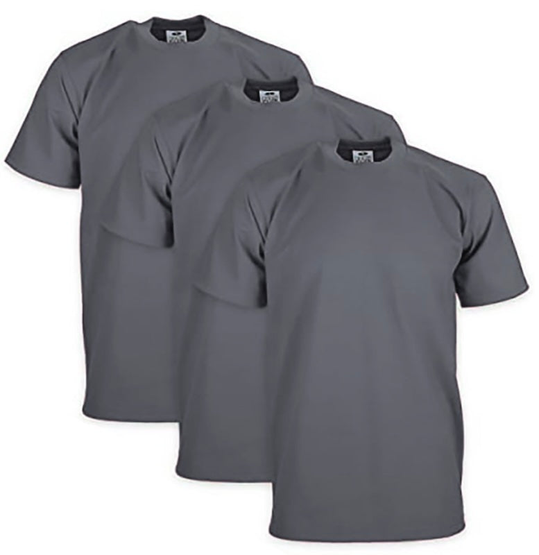 PRO CLUB HEAVYWEIGHT COTTON SHORT SLEEVE CREW NECK T-SHIRT - GRAPHITE 3 PACK