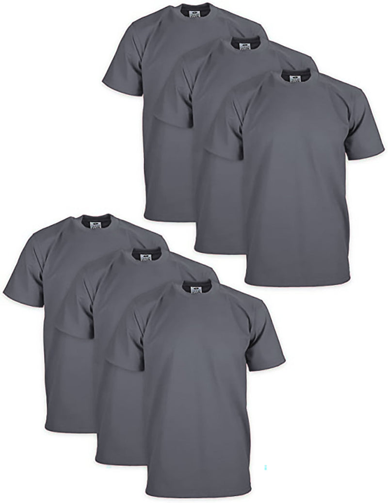 PRO CLUB HEAVYWEIGHT COTTON SHORT SLEEVE CREW NECK T-SHIRT - GRAPHITE 6 PACK