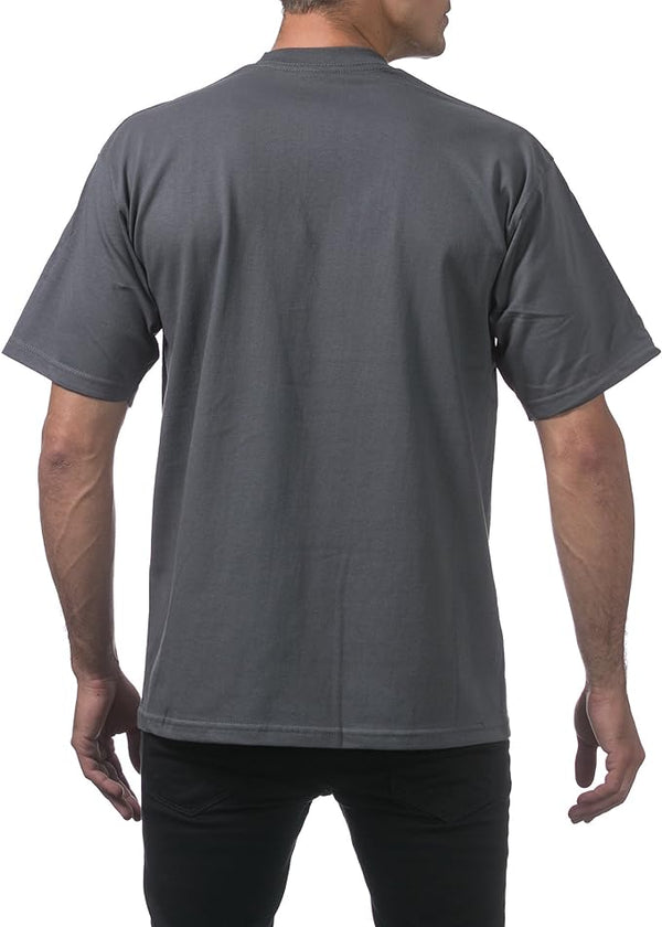 PRO CLUB HEAVYWEIGHT COTTON SHORT SLEEVE CREW NECK T-SHIRT - GRAPHITE BACK SIDE