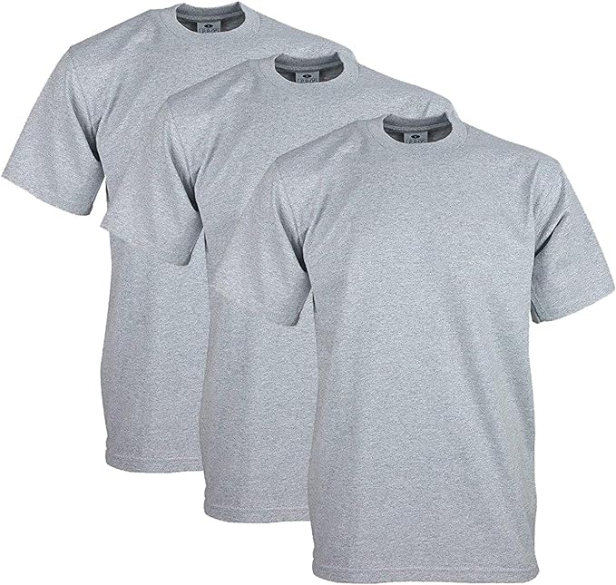 PRO CLUB HEAVYWEIGHT COTTON SHORT SLEEVE CREW NECK T-SHIRT - HEATHER GREY 3 PACK