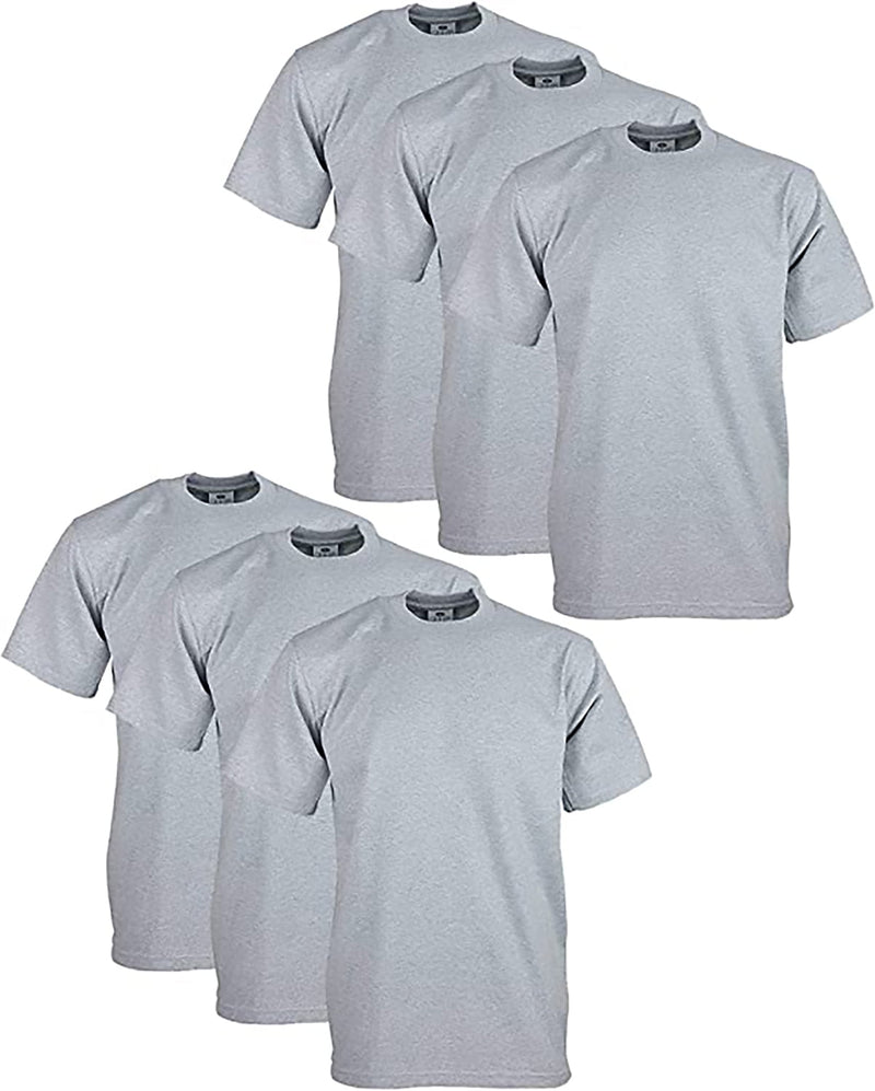 PRO CLUB HEAVYWEIGHT COTTON SHORT SLEEVE CREW NECK T-SHIRT - HEATHER GREY 6 PACK