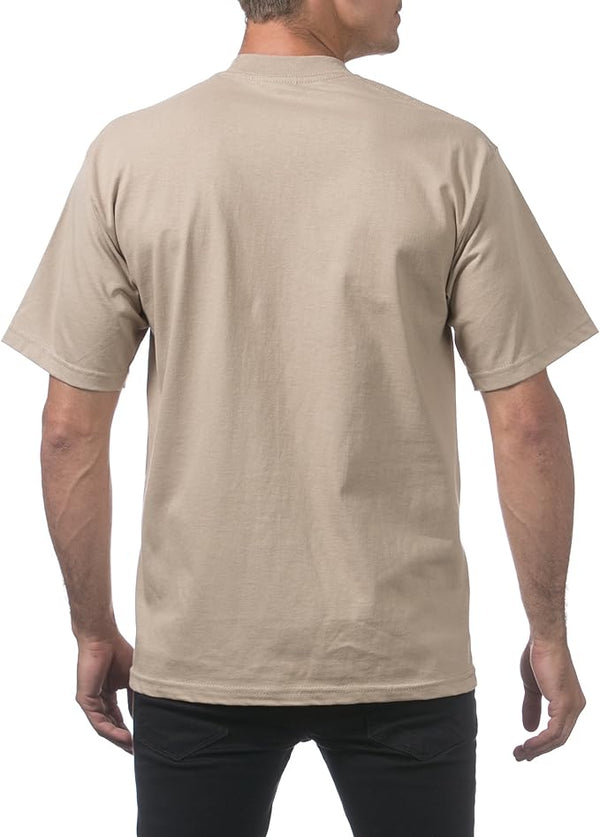 PRO CLUB HEAVYWEIGHT COTTON SHORT SLEEVE CREW NECK T-SHIRT - KHAKI BACK SIDE