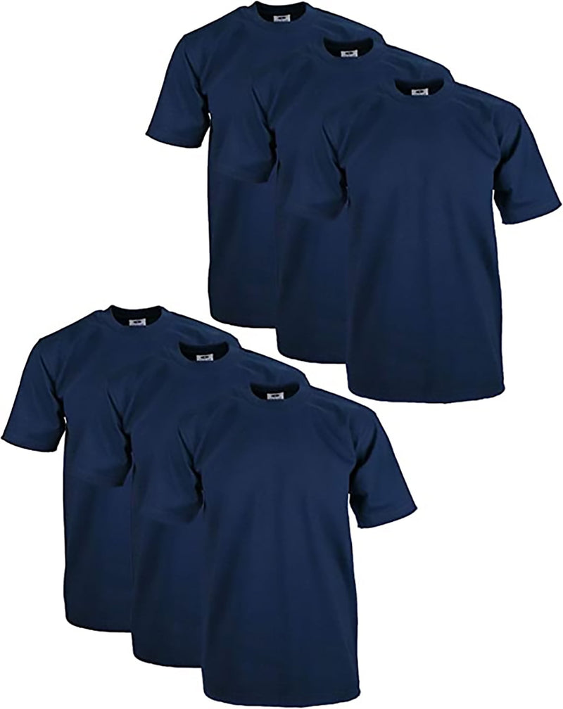 PRO CLUB HEAVYWEIGHT COTTON SHORT SLEEVE CREW NECK T-SHIRT - NAVY 6 PACK