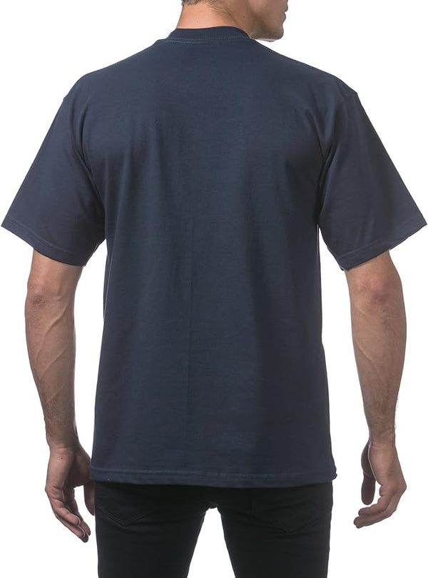 PRO CLUB HEAVYWEIGHT COTTON SHORT SLEEVE CREW NECK T-SHIRT - NAVY BACK SIDE