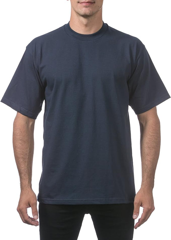 PRO CLUB HEAVYWEIGHT COTTON SHORT SLEEVE CREW NECK T-SHIRT - NAVY FRONT SIDE