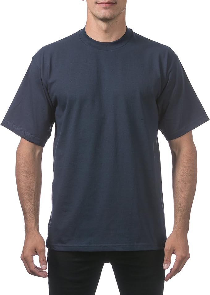 PRO CLUB HEAVYWEIGHT COTTON SHORT SLEEVE CREW NECK T-SHIRT - NAVY FRONT SIDE