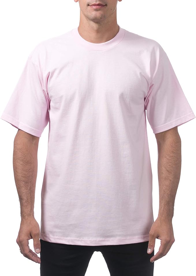 Pro Club Heavyweight Cotton Short Sleeve Crew Neck T-Shirt - PINK ...
