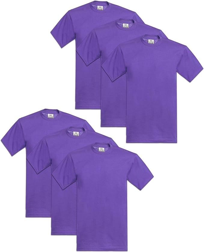 PRO CLUB HEAVYWEIGHT COTTON SHORT SLEEVE CREW NECK T-SHIRT - PURPLE 6 PACK