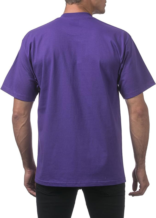 PRO CLUB HEAVYWEIGHT COTTON SHORT SLEEVE CREW NECK T-SHIRT - PURPLE BACK SIDE