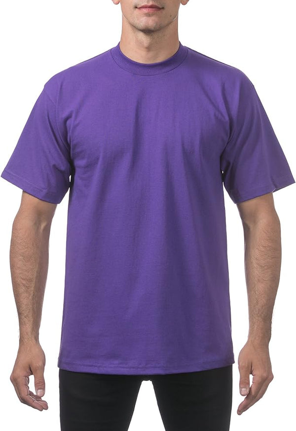 PRO CLUB HEAVYWEIGHT COTTON SHORT SLEEVE CREW NECK T-SHIRT - PURPLE FRONT SIDE