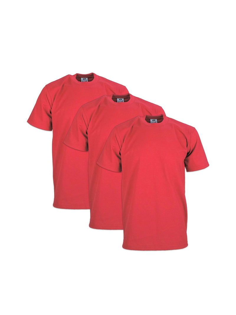 PRO CLUB HEAVYWEIGHT COTTON SHORT SLEEVE CREW NECK T-SHIRT - RED 3 PACK