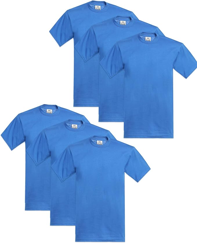 PRO CLUB HEAVYWEIGHT COTTON SHORT SLEEVE CREW NECK T-SHIRT - ROYAL BLUE 6 PACK