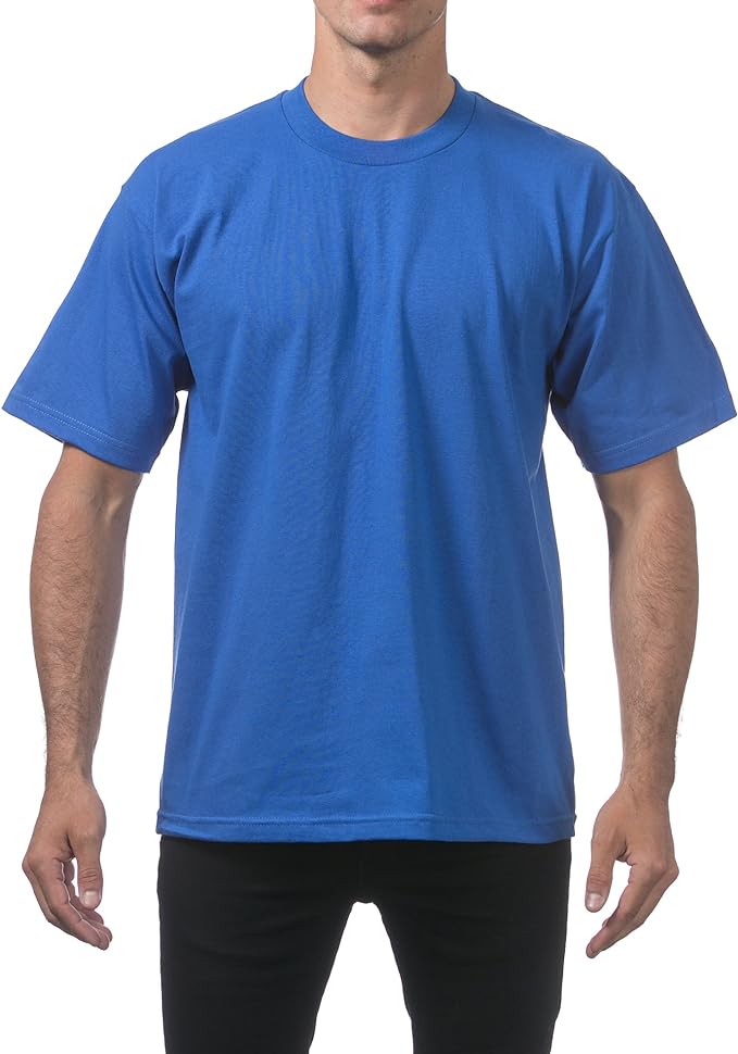 PRO CLUB HEAVYWEIGHT COTTON SHORT SLEEVE CREW NECK T-SHIRT - ROYAL BLUE FRONT SIDE