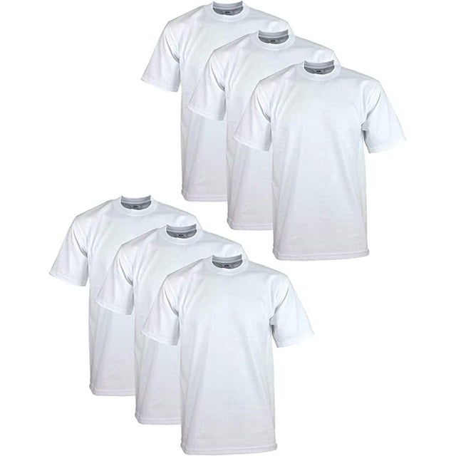 Pro Club Heavyweight Cotton Short Sleeve Crew Neck T-Shirt - WHITE 6 PACK