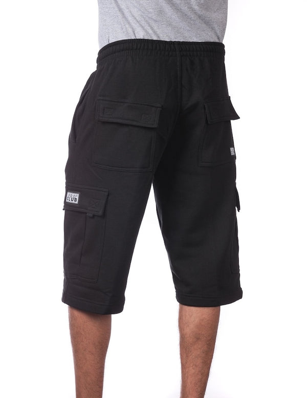 PRO CLUB HEAVYWEIGHT FLEECE CARGO SHORTS - BLACK BACK